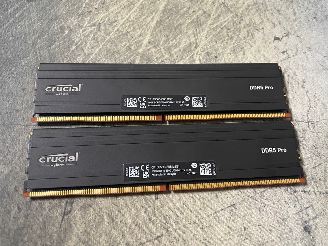 Crucial PRO DDR5-5600 32GB(16GB×2)動作確認済み