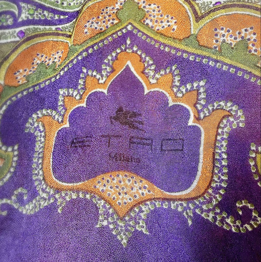 ETRO エトロ シルク100% ペイズリー ストール ショール イタリア製