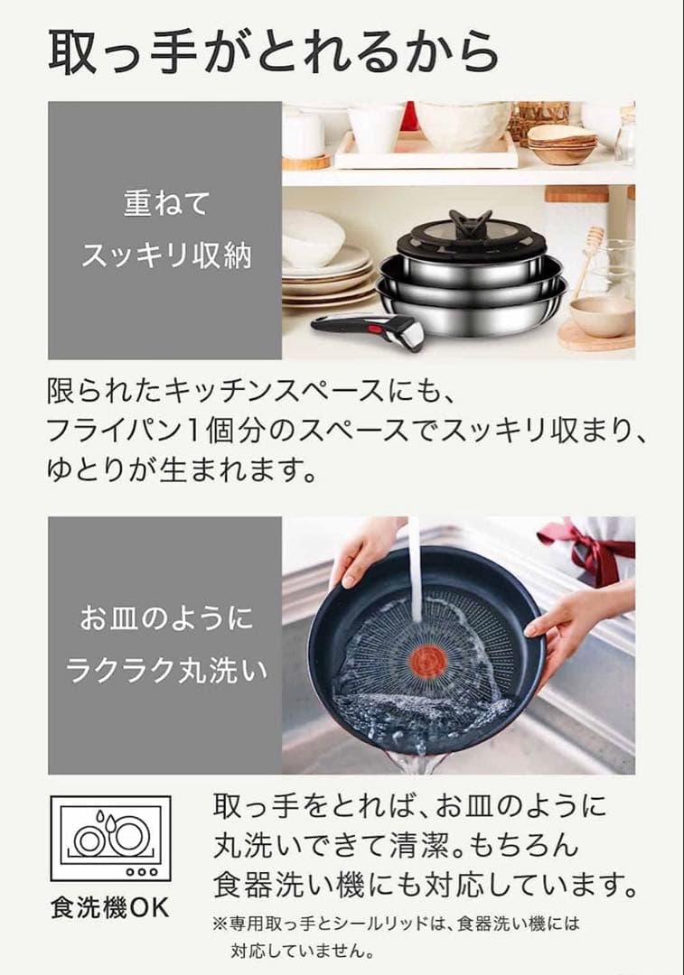 【専用取っ手付き】ティファール　フライパン　ステンレスIH対応　アンリミテッド