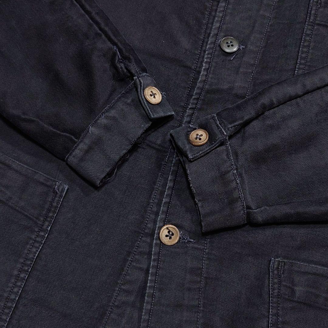 40s 50s France Vintage ブラックモールスキンジャケット