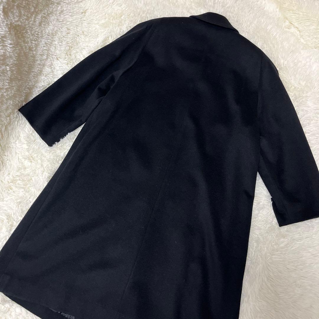 極上✨カシミヤ100% ロングコート ラグラン 黒 マキシ丈 L相当