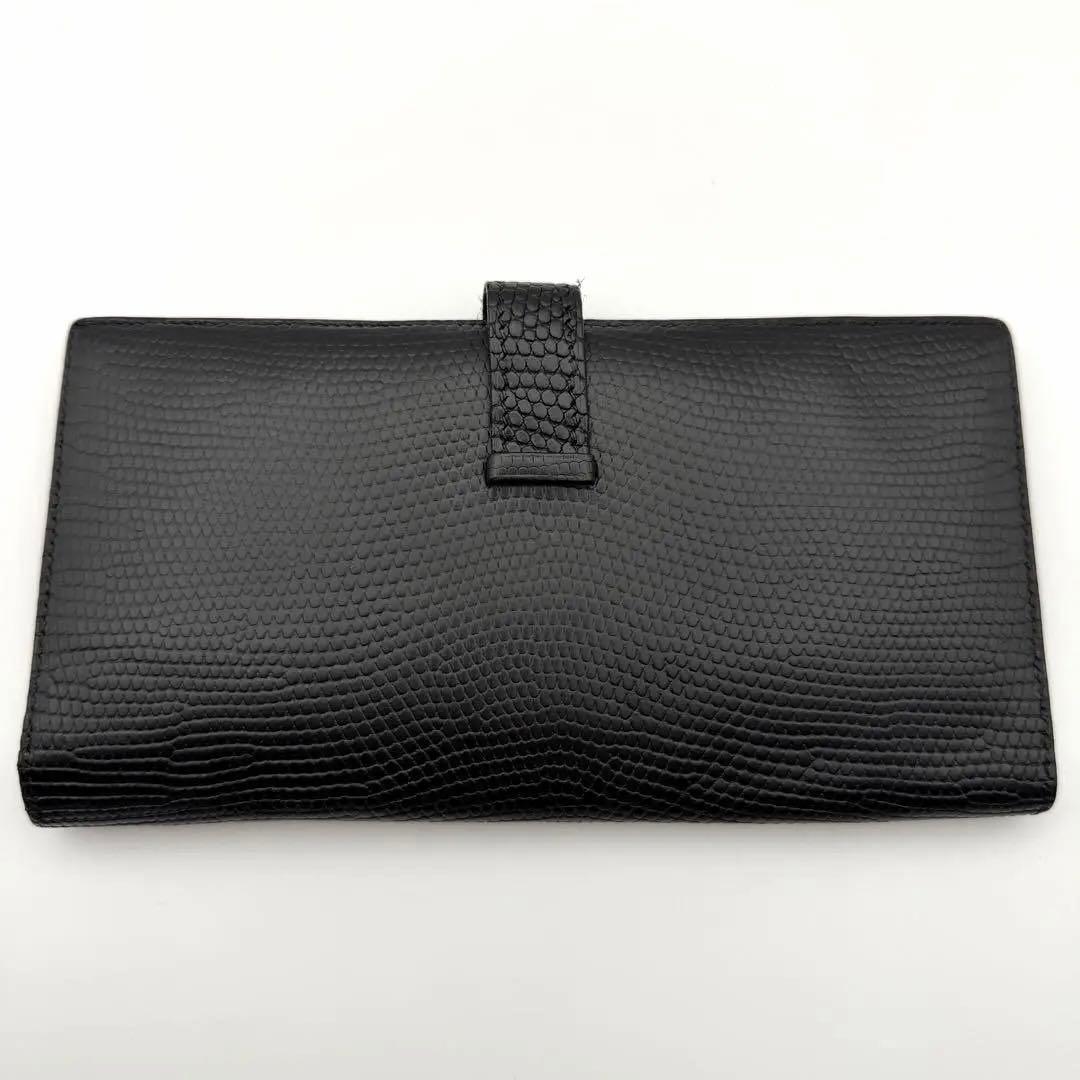 エルメス HERMES ベアン リザード 財布 □I刻印　ブラック　人気