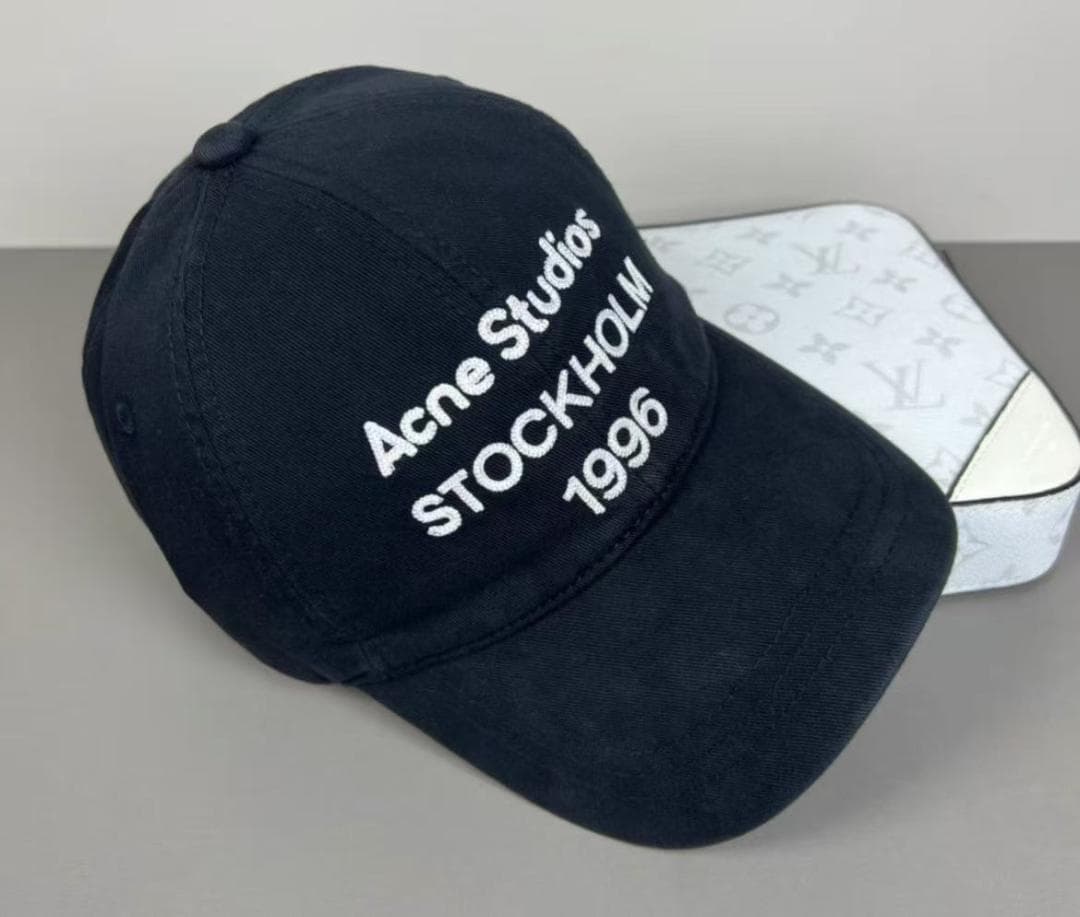 Acne Studios ロゴ キャップ ブラック コットン