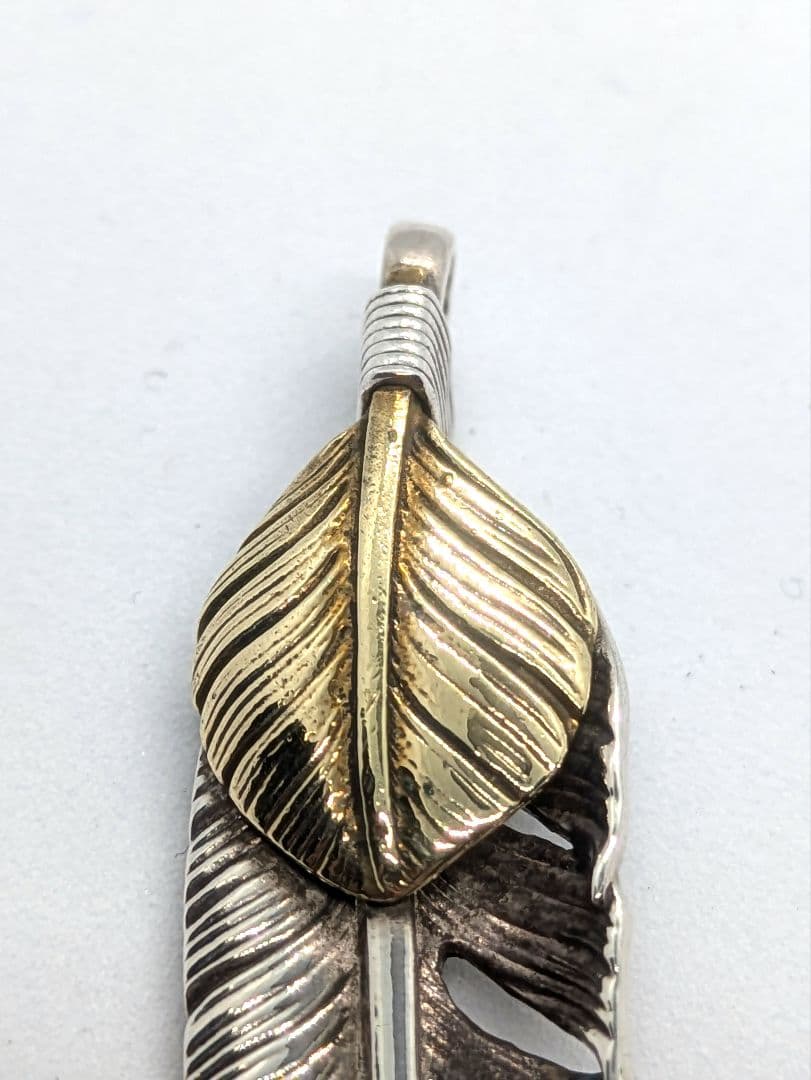 美品　インディアンジュエリー　7cm上金フェザー