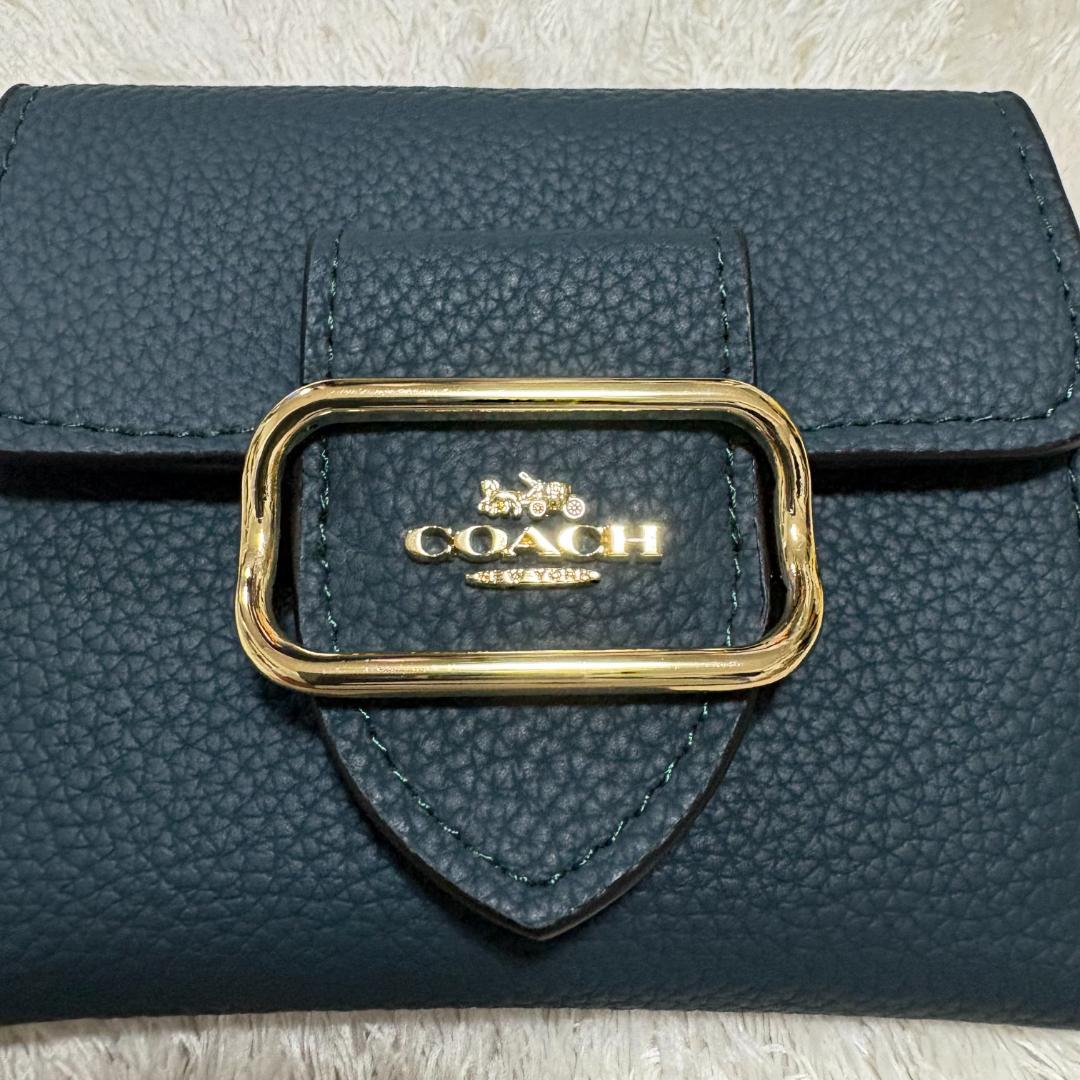 【極美品】COACH CF473 スモールモーガンウォレット　ブルーグリーン