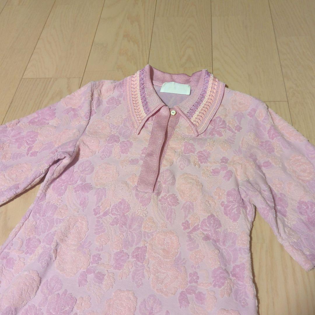 トップス Flowered Velour Jacquard Polo Shirt