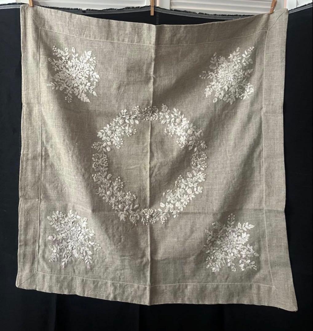 umiヴィンテージ リボン刺繍テーブルクロス 4枚➕バテンレース1枚