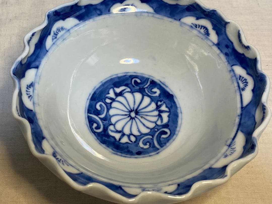 伊万里　古伊万里　染付　鉢　花の図