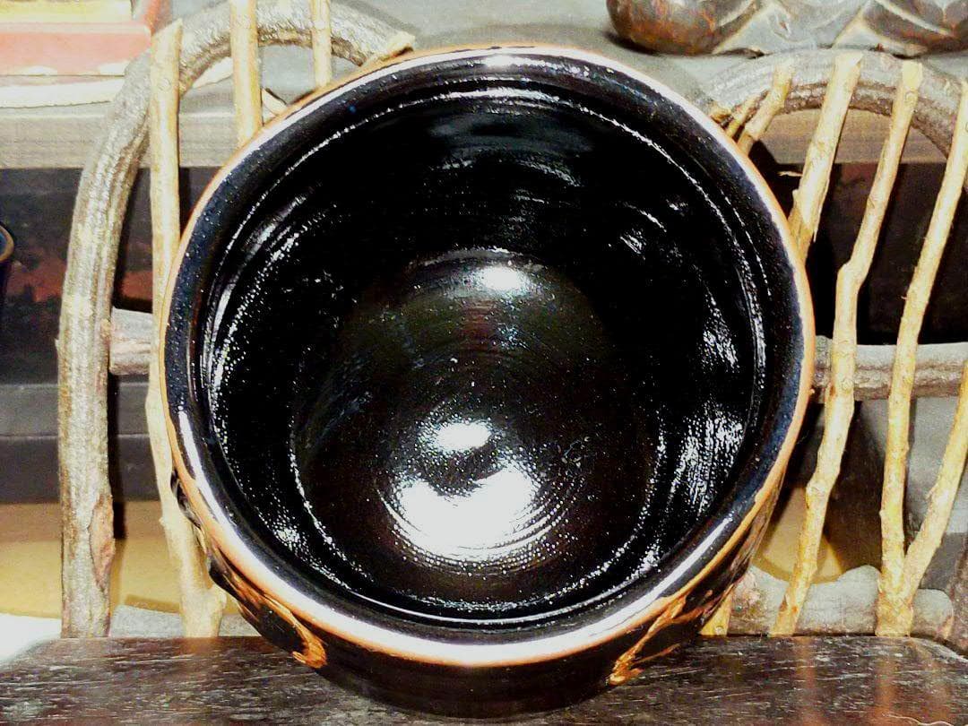 ♥加藤五山　黒織部　茶碗　引出黒