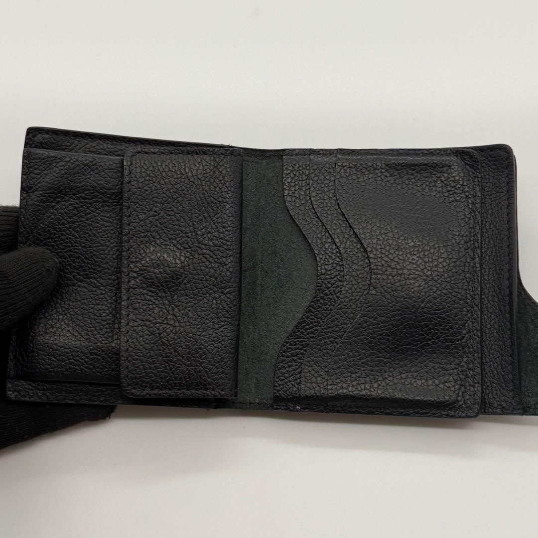極美品 現行 イルビゾンテ　二つ折り財布　金ボタン　大容量　シボ革　ブラック