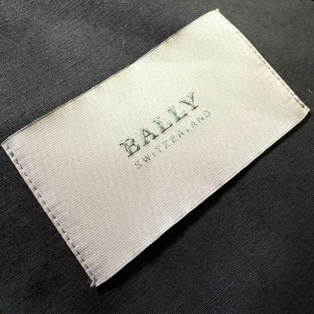 BALLY トレンチコート　ベルト付　襟裏レザー刻印　　サイズ38 黒　ロング丈