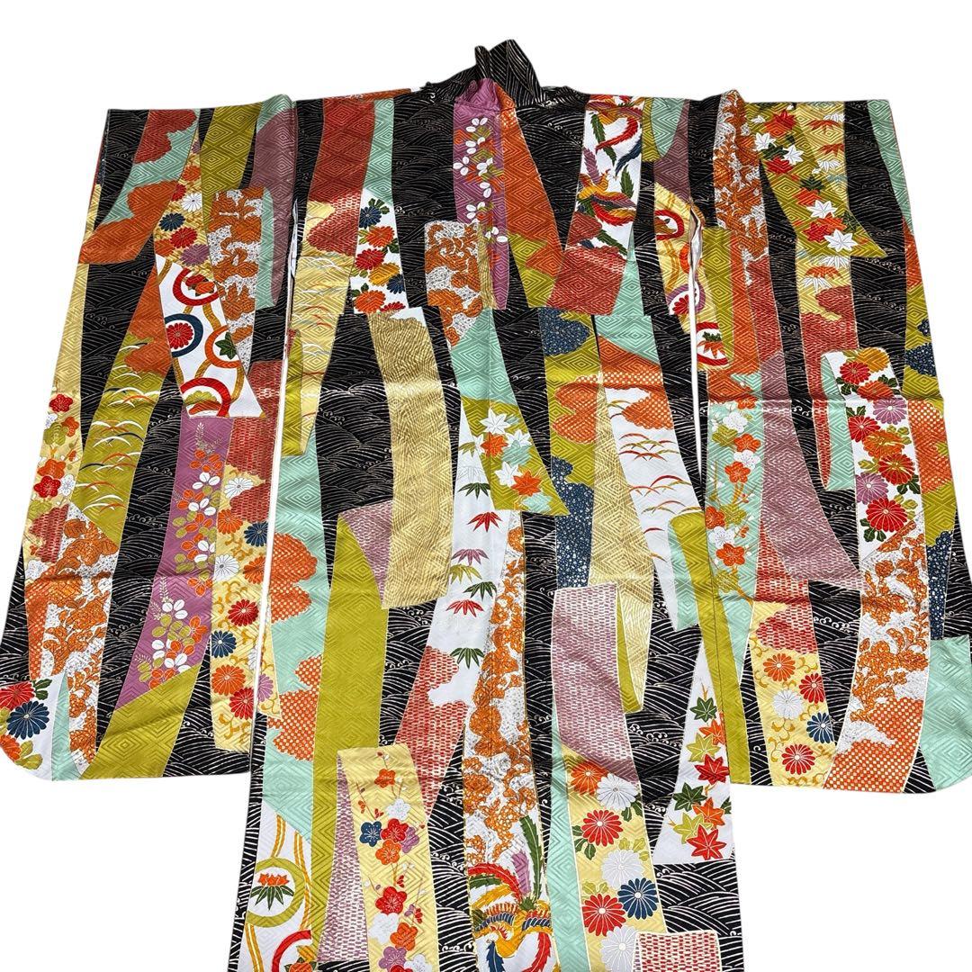 (え44) 金駒刺繍煌めく 祝彩 吉祥短冊尽くしのアンティーク振袖㊗️⑤点セット
