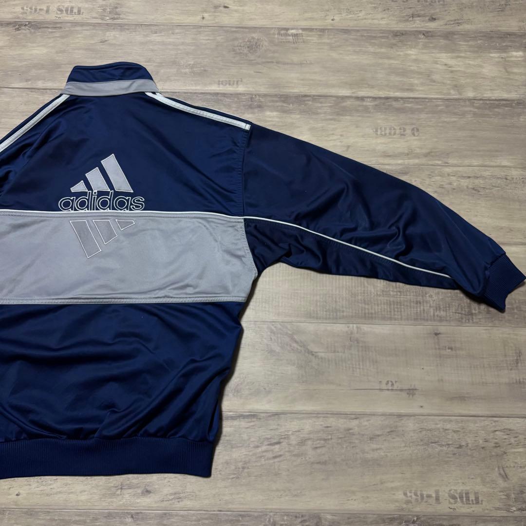 adidasアディダス90sトラックジャケット紺ネイビーグレーストリートL古着