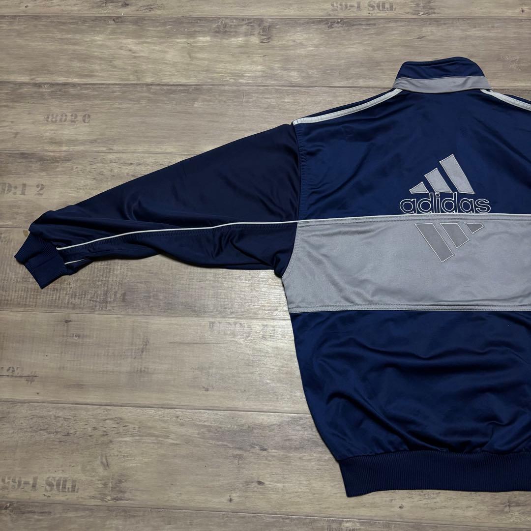 adidasアディダス90sトラックジャケット紺ネイビーグレーストリートL古着