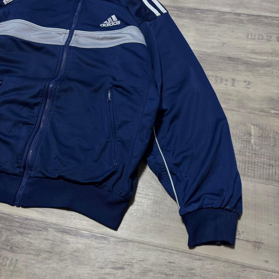 adidasアディダス90sトラックジャケット紺ネイビーグレーストリートL古着