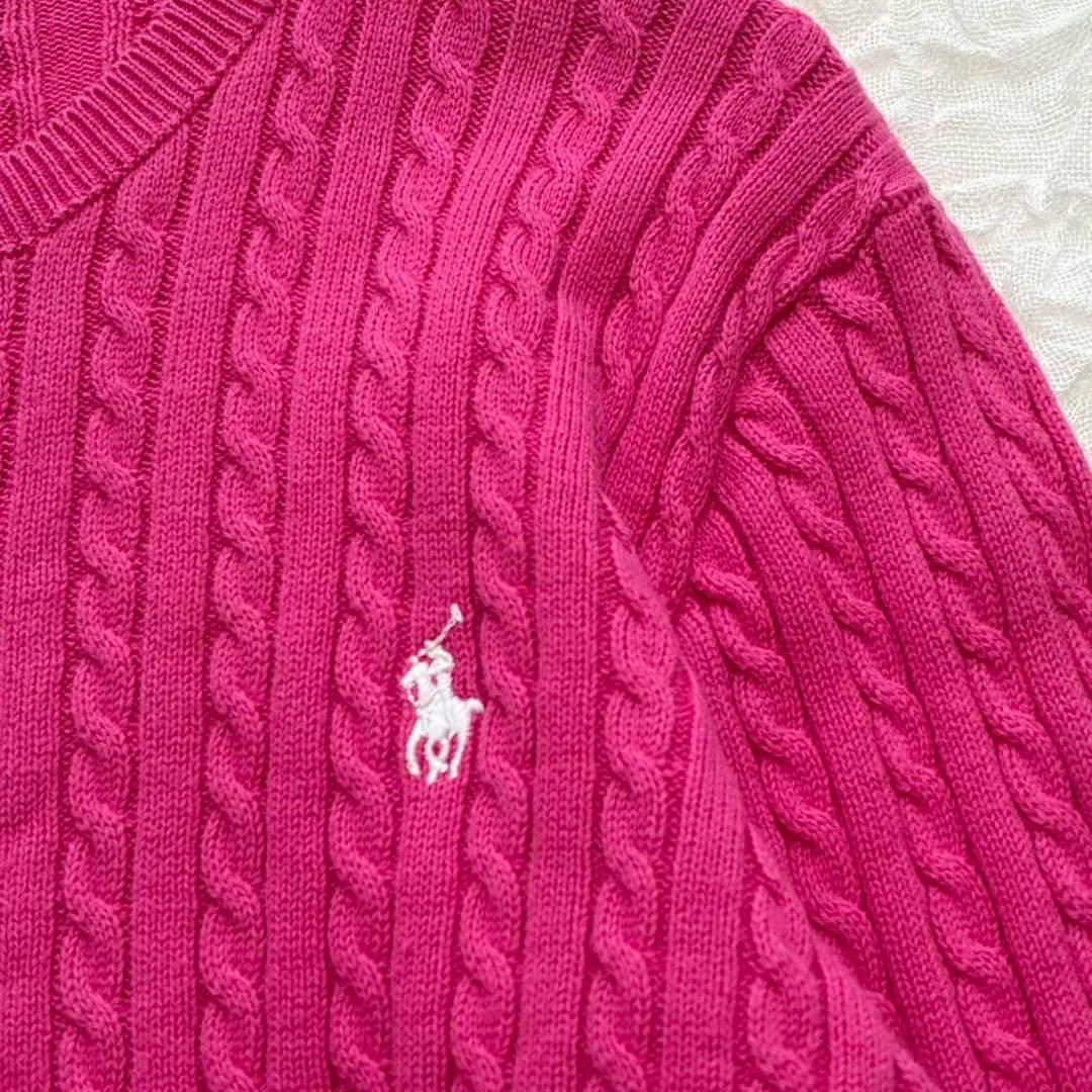 現行✨ ポロラルフローレン ケーブルニットカーディガン ホースロゴ刺繍 QRタグ