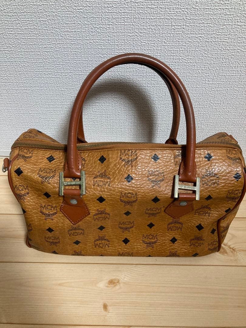 ヴィンテージ　MCM ブラウンレザーボストンバッグ