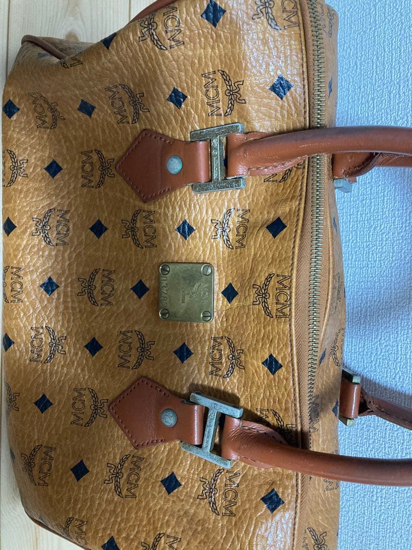 ヴィンテージ　MCM ブラウンレザーボストンバッグ