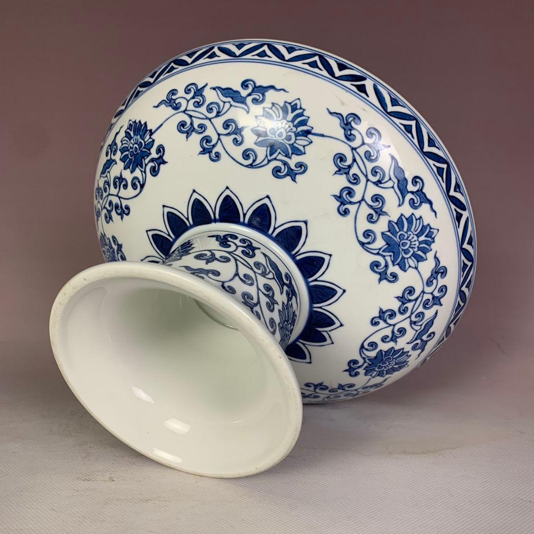 中国美術 青花富貴花鳥図大果盆 景徳鎮 陶磁器 装飾品 工芸品 置物