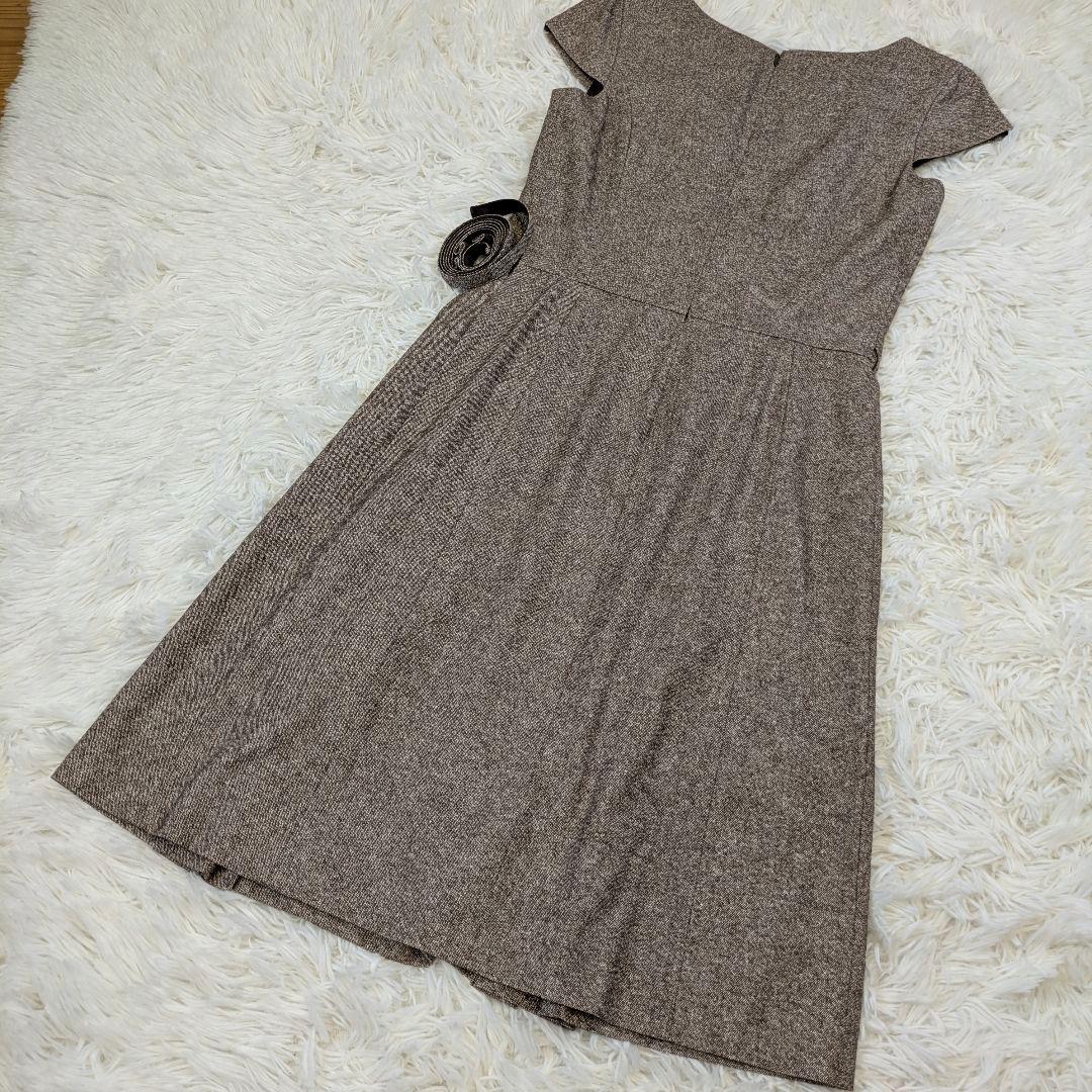【美品】UNTITLED ノースリーブワンピース シルク　ウール　綿　ベルト付
