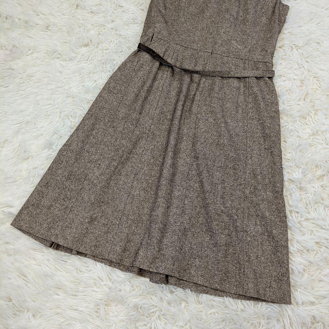 【美品】UNTITLED ノースリーブワンピース シルク　ウール　綿　ベルト付