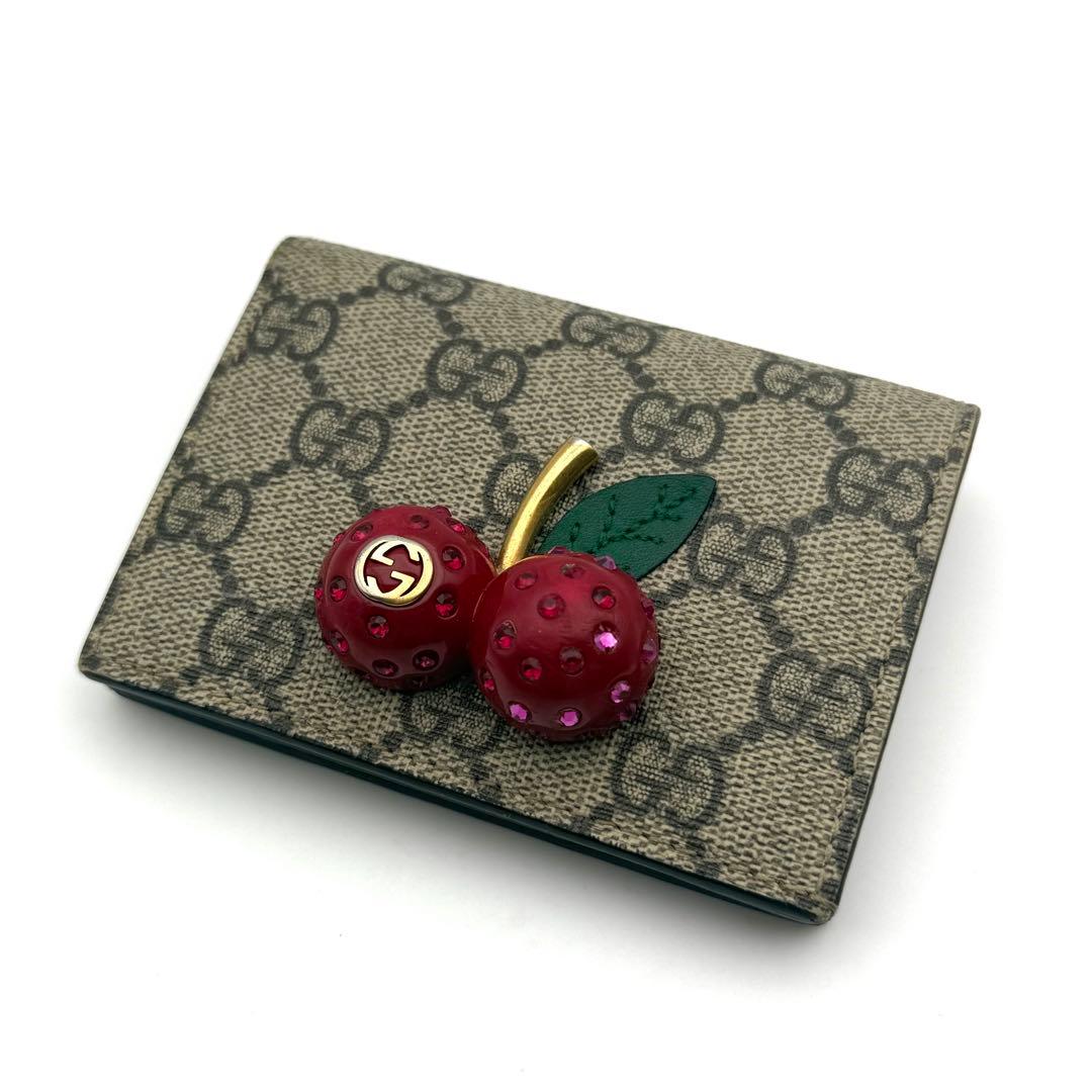 真贋済✨グッチ チェリー GGスプリーム 二つ折り財布 コンパクトウォレット