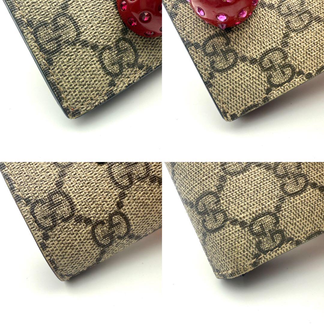 真贋済✨グッチ チェリー GGスプリーム 二つ折り財布 コンパクトウォレット