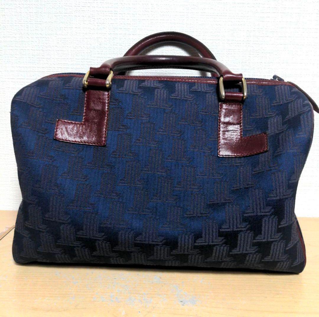 ch9. LANVIN ボストンバッグ 総柄 キャンバス×レザー