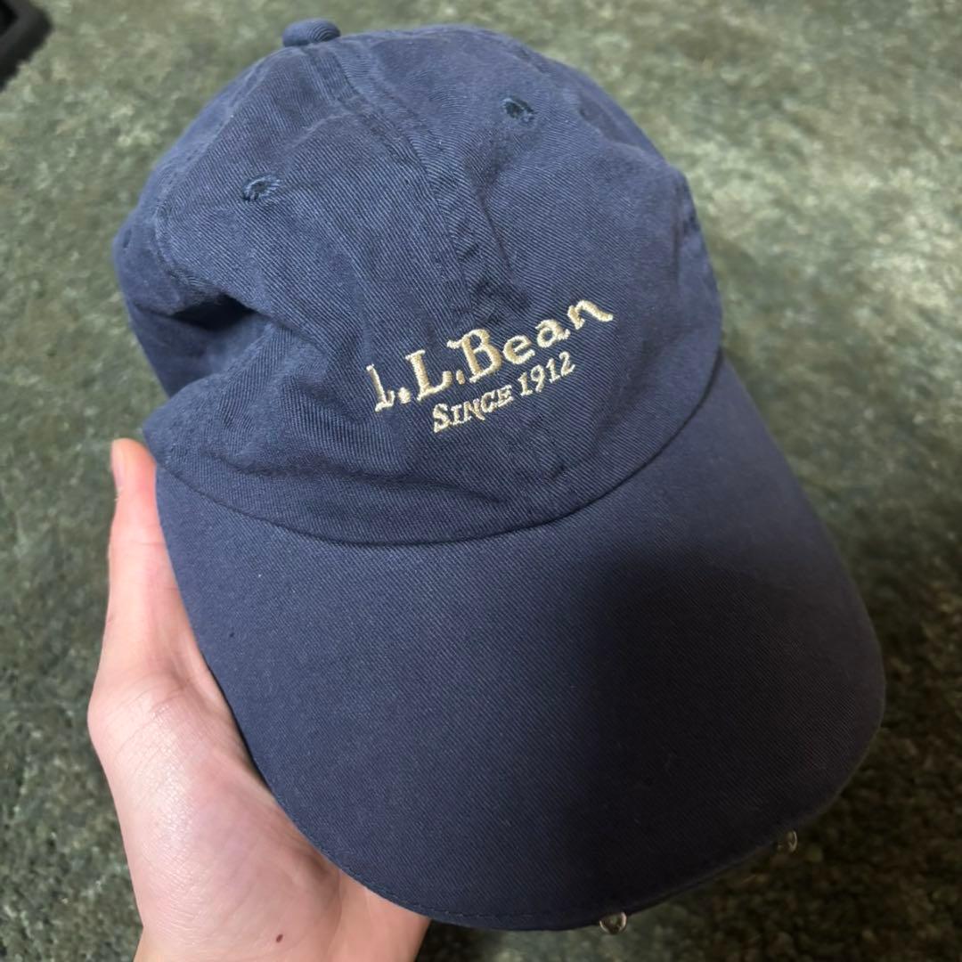 80s〜90sL.L.Bean ロゴ刺繍 キャップ ネイビー 古着