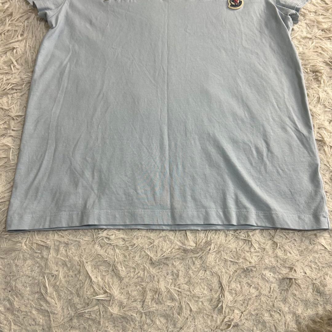 美品 国内正規品 モンクレール 刺繍 ロゴ Tシャツ 2025SS ライトブルー