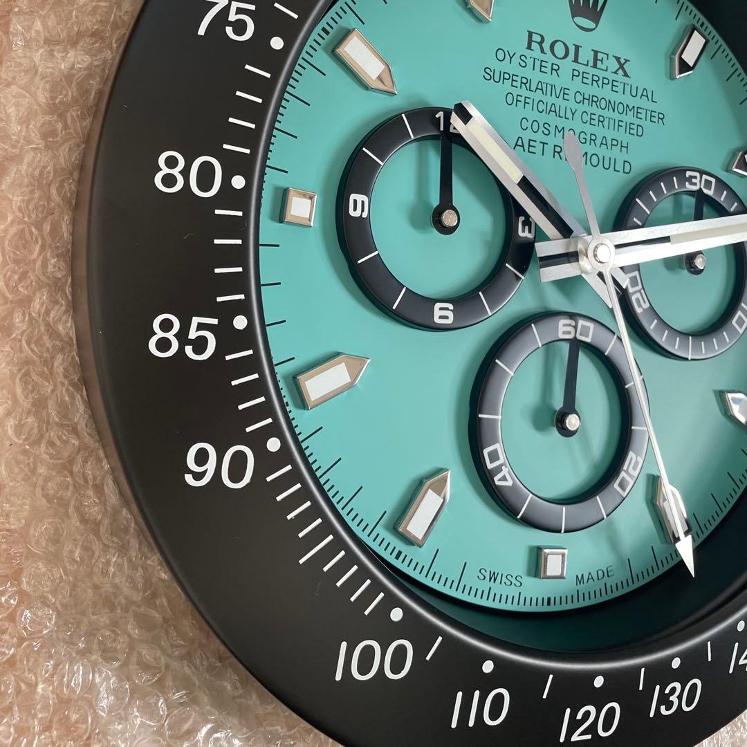 新品 海外販促品 ROLEX掛け時計 デイトナ 黒／ブルー！