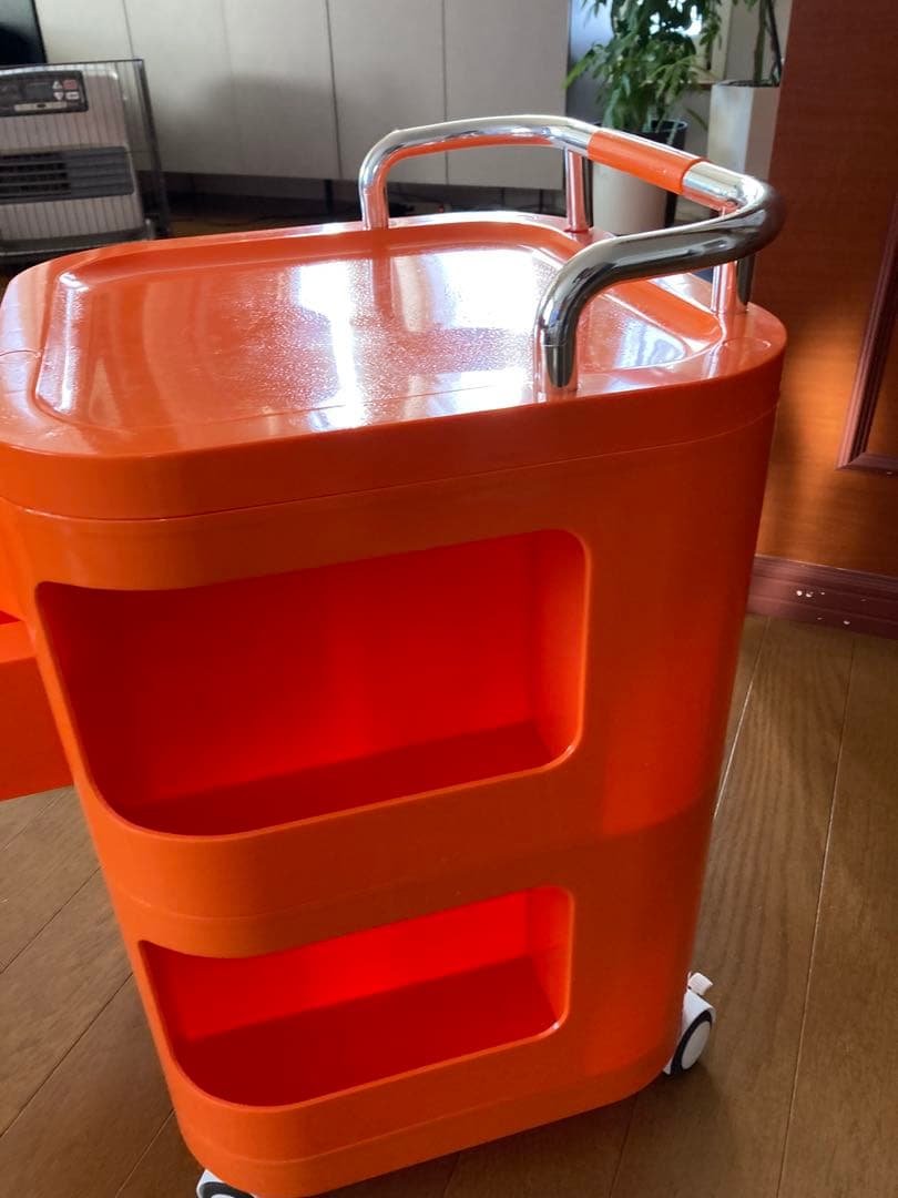オレンジ　プラスチック収納カート　マルチワゴン