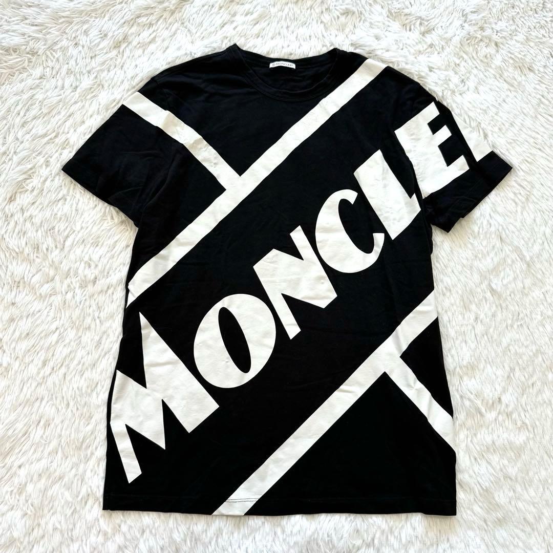 良品✨モンクレール MAGLIA マグリア Tシャツ ビッグロゴ 黒×白 XL