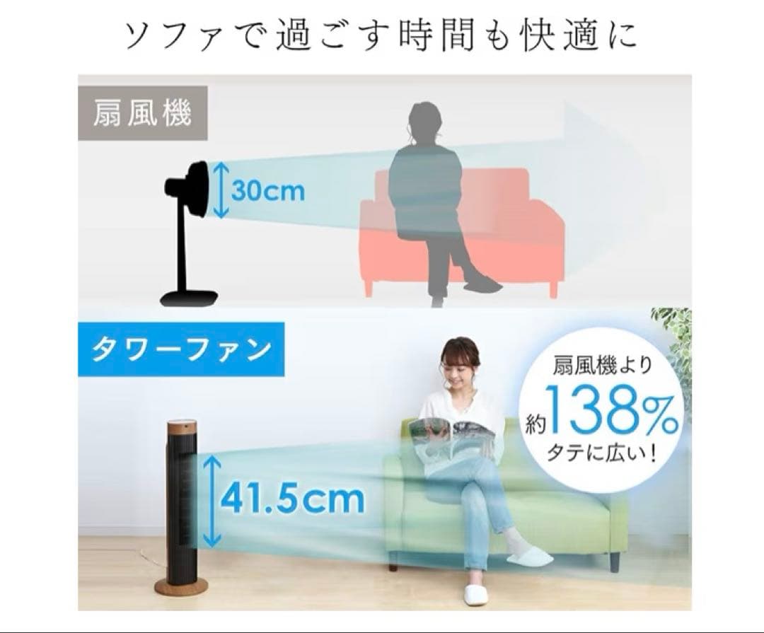 アイリスオーヤマ 扇風機 タワーファン スリム　木目調 TWF-C73M