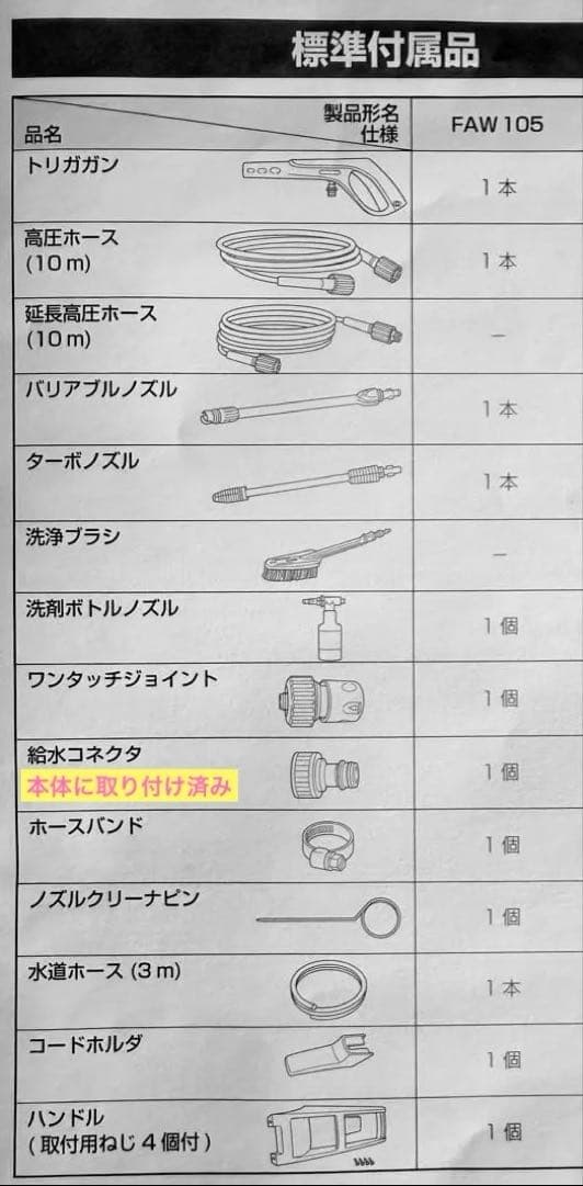 HiKOKI ハイコーキ 高圧洗浄機 FAW105 説明書付き 即日配送可