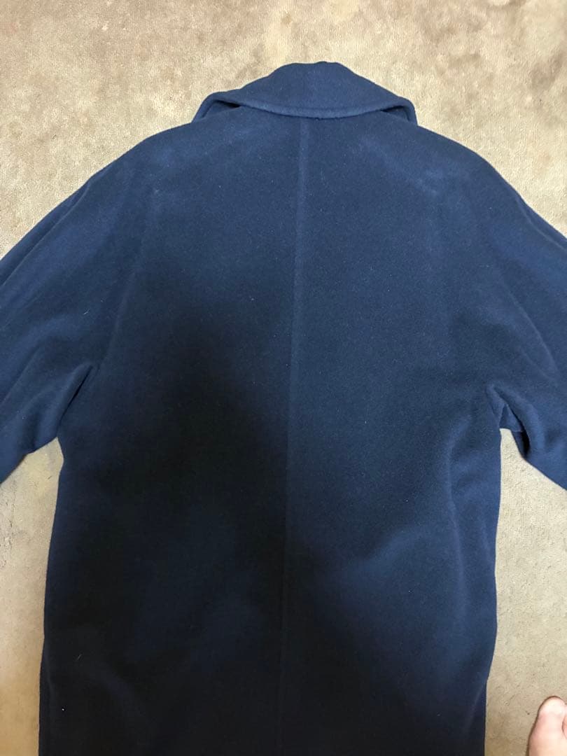 MaxMara ネイビー ダブルブレスト ロングコート着丈102cm 毛100%
