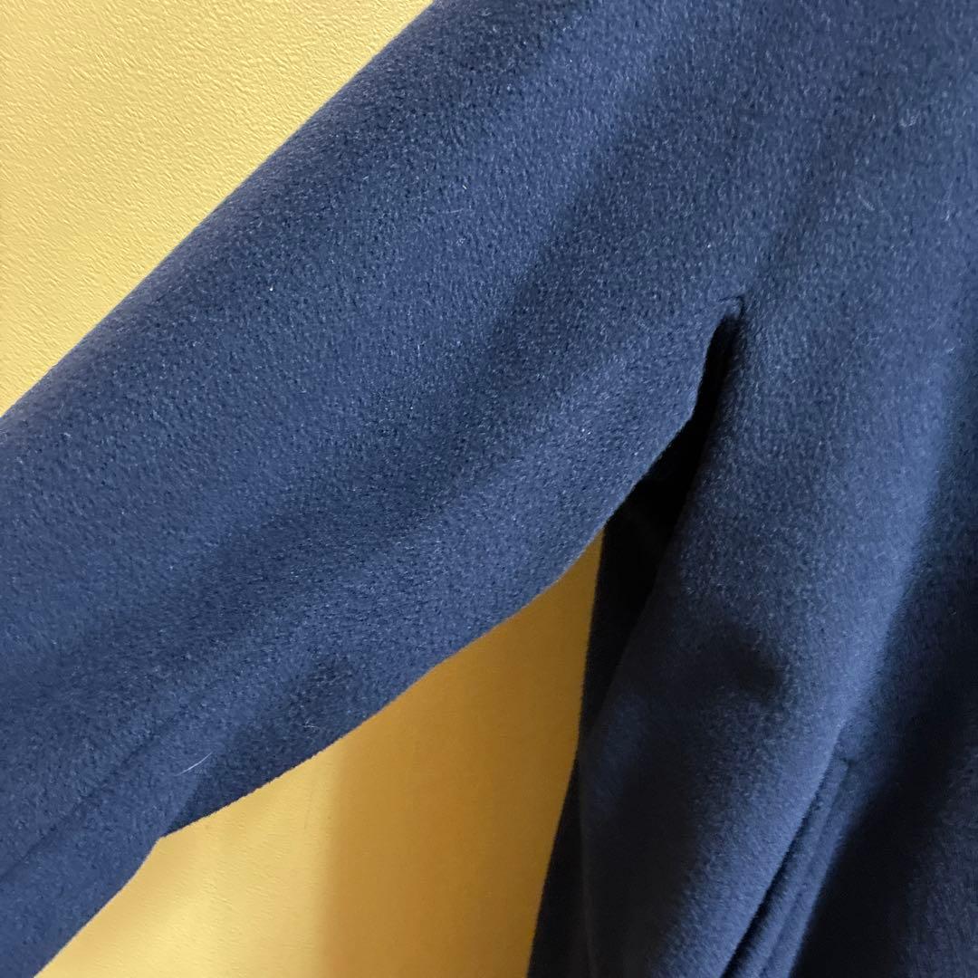 MaxMara ネイビー ダブルブレスト ロングコート着丈102cm 毛100%