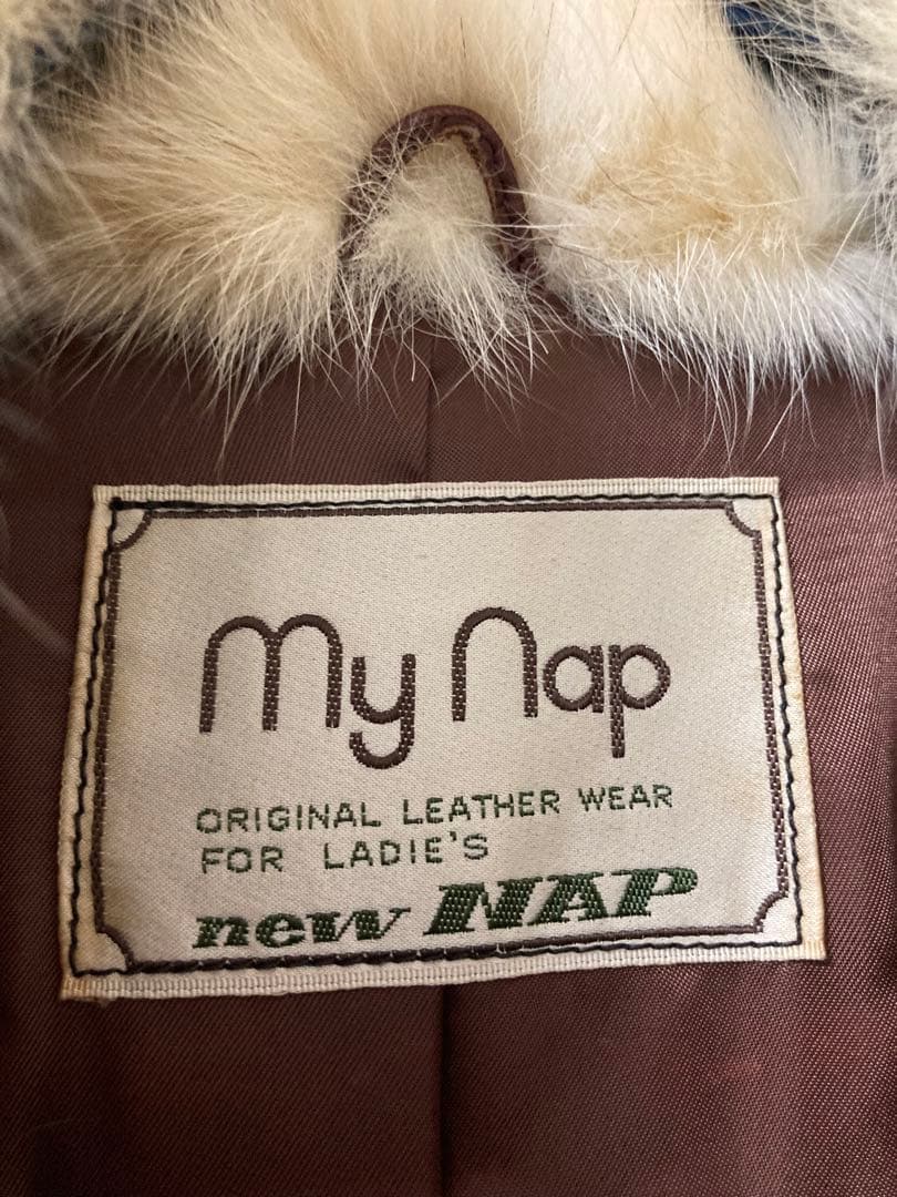 mynap ファー付きレザーロングコート