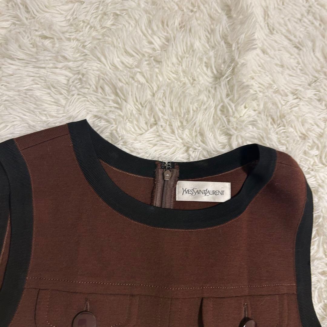 Yves Saint Laurent ブラウンノースリーブワンピース