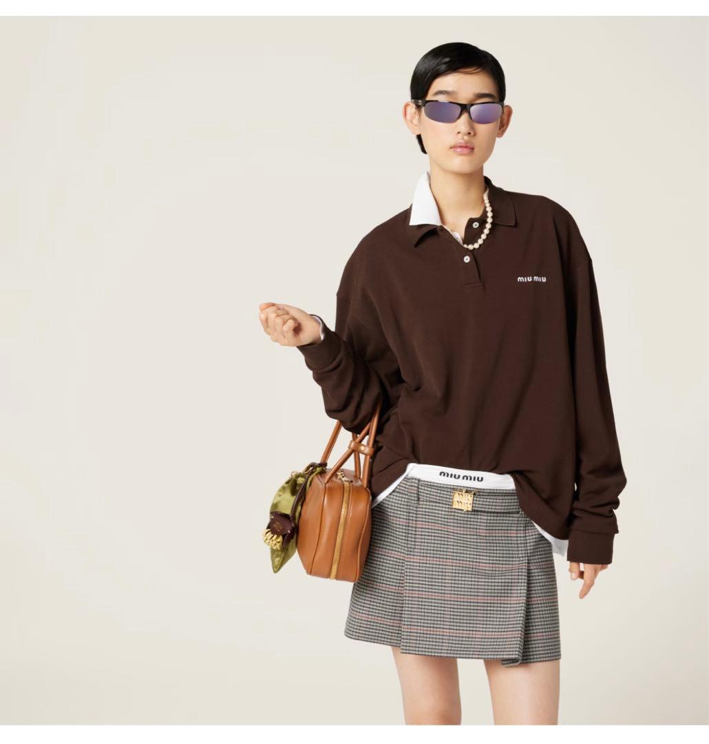 希少　メンズ着用可能サイズ　miumiu レイヤード長袖ポロシャツ