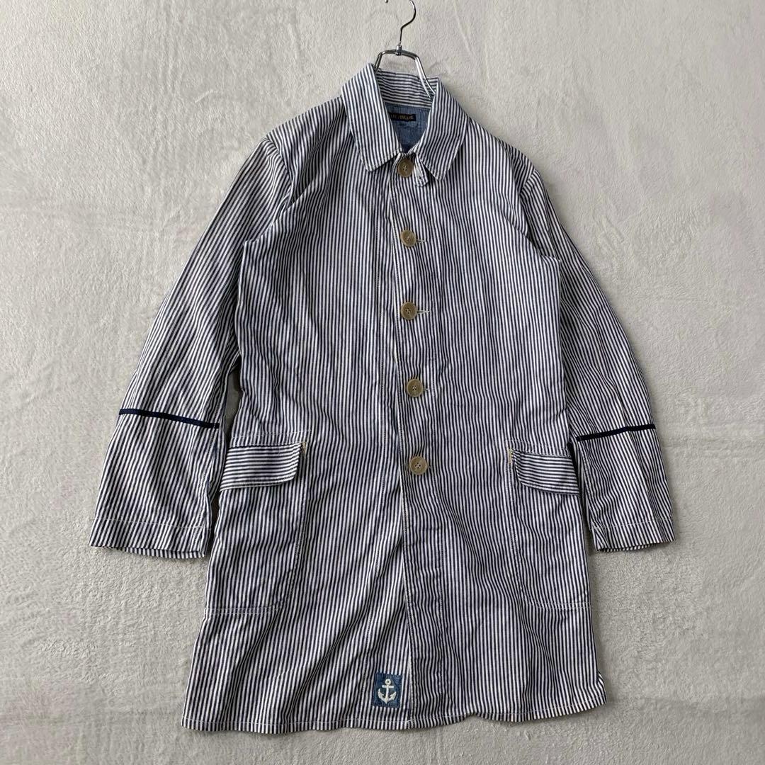 人気 BLUE BLUE ブルーブルー ヒッコリー ストライプ ショップコート