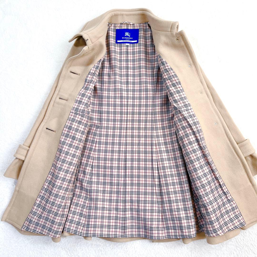 美品✨バーバリーブルーレーベル ロングコート　裾フリル ノバチェック ベージュ