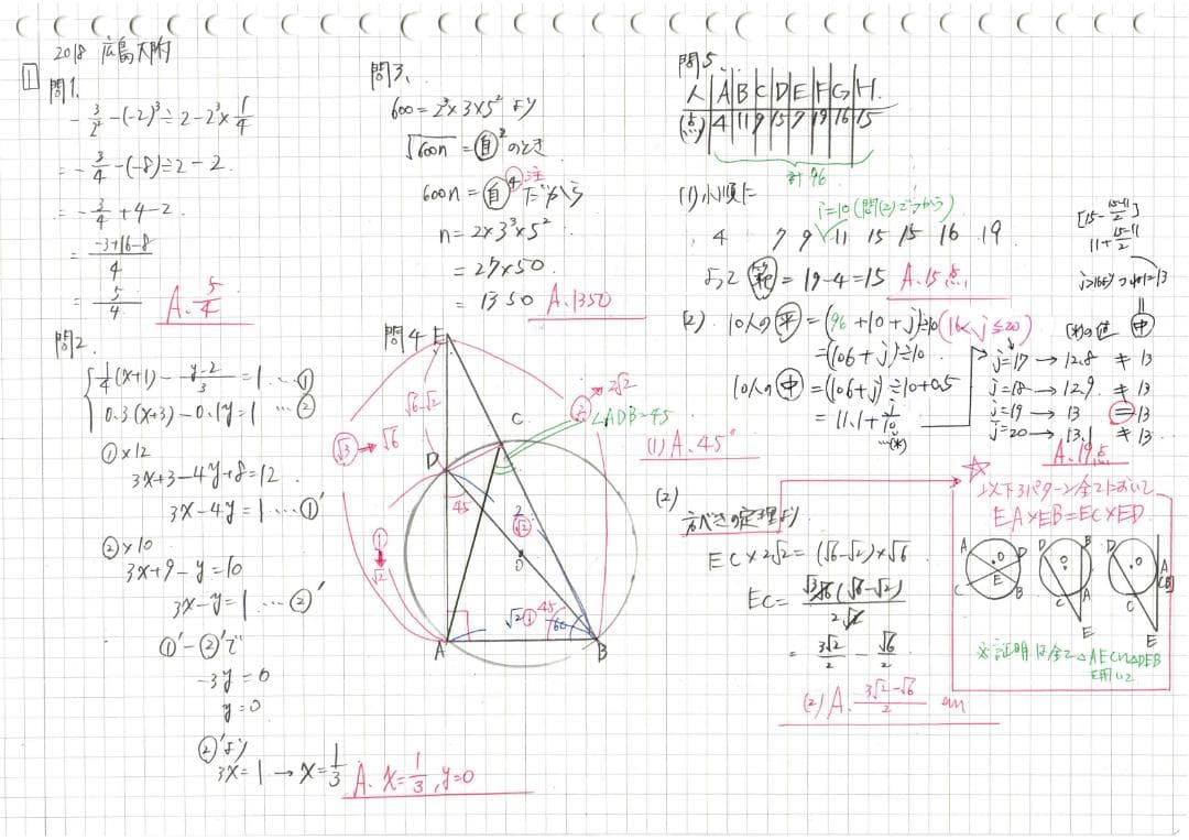 塾講師オリジナル 数学解説(動画付) 広島大附 2018-23 高校入試 過去問