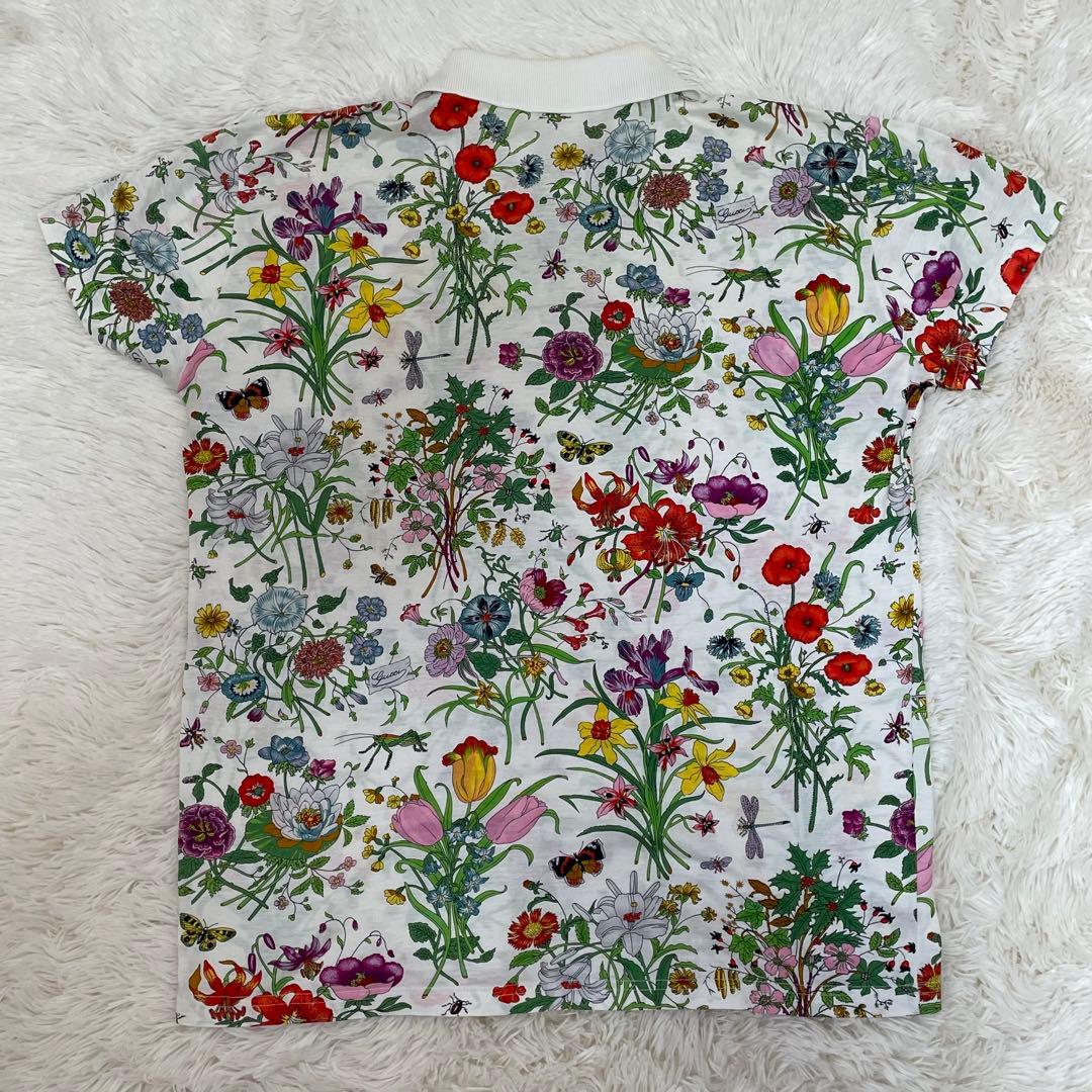 美品 グッチ ポロシャツ 半袖 L 花柄 レディース