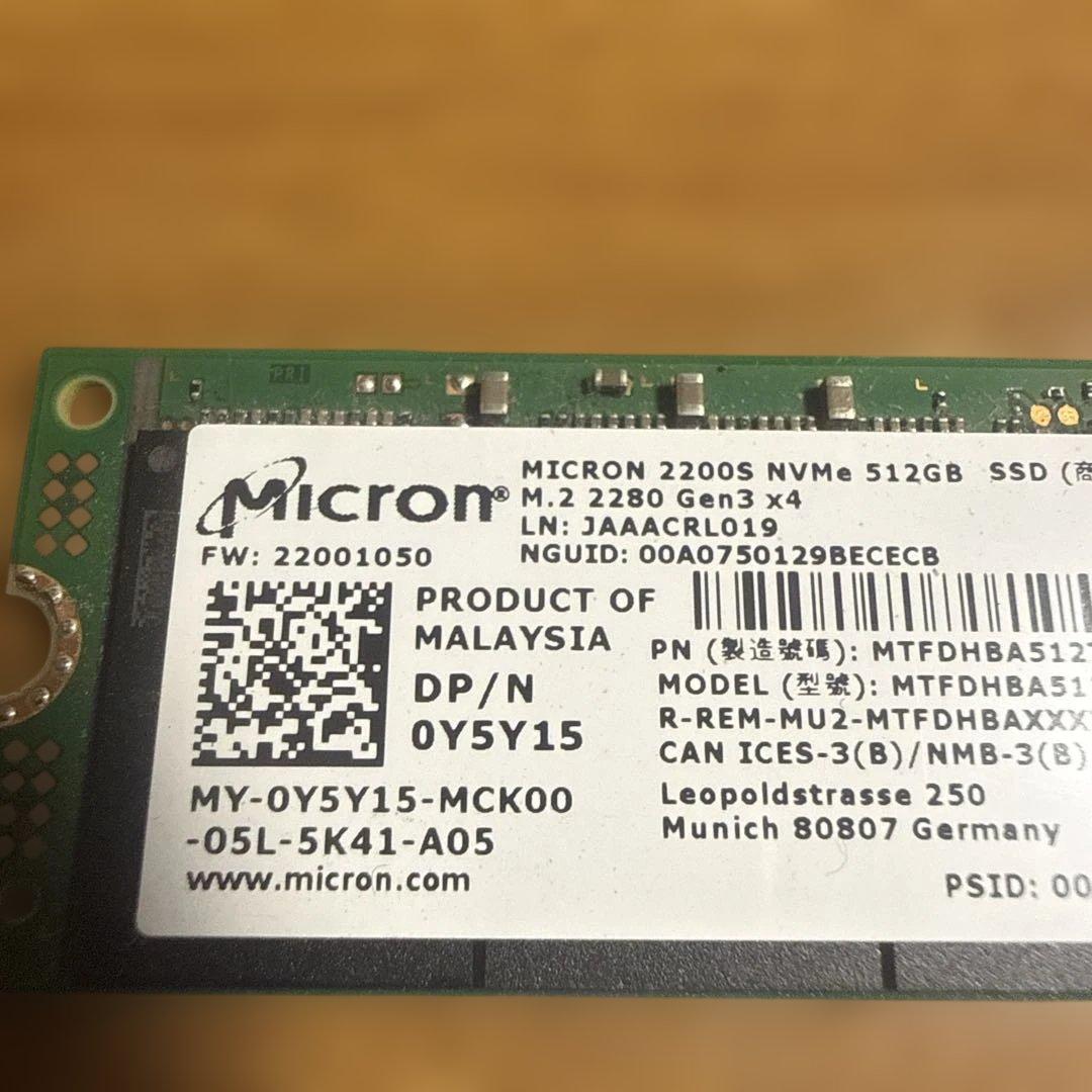 ③-W753-Micron NVMe 512GB SSD 1点