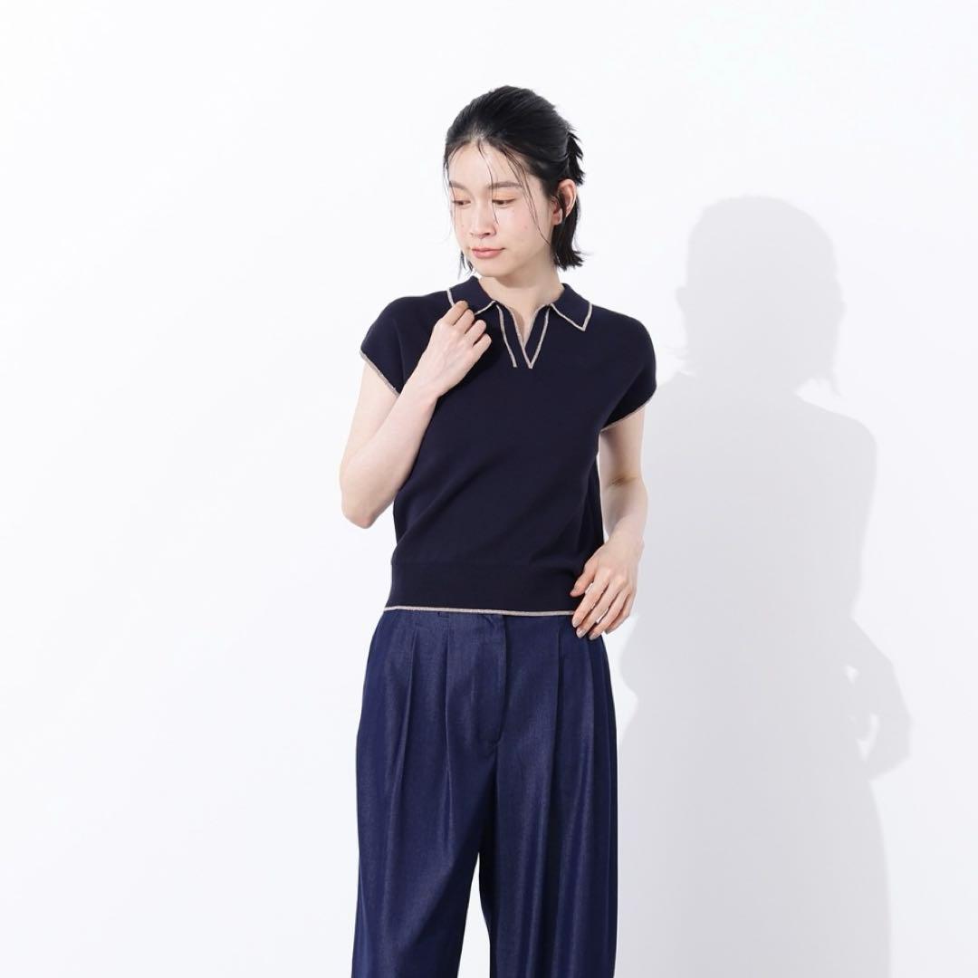 N. ラメラインスキッパーポロニット 新品