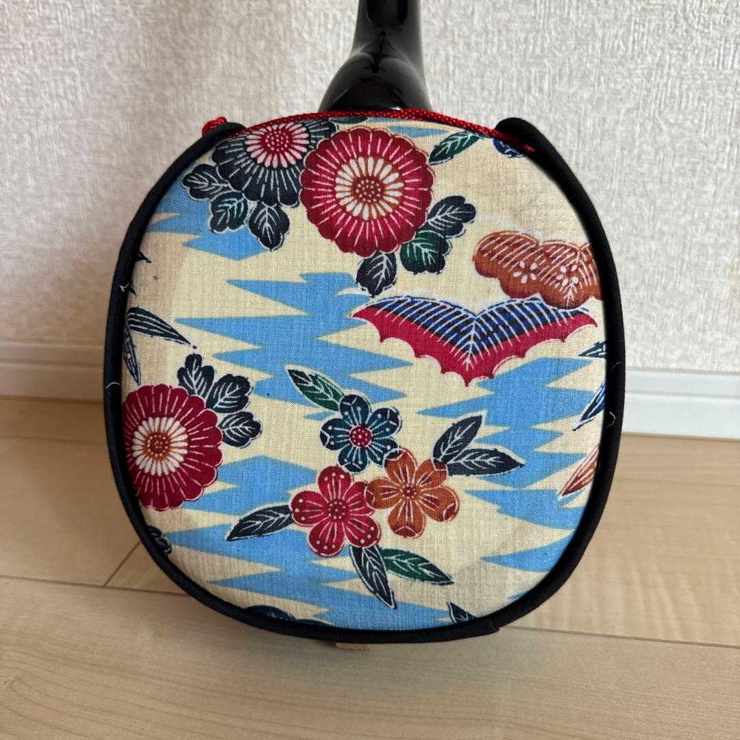 花柄装飾の木製三味線 3弦