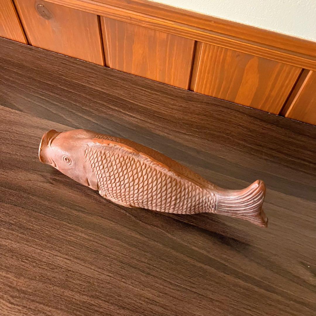 備前焼 鯉 魚 掛花入れ 花瓶 置物 陶芸 木魚