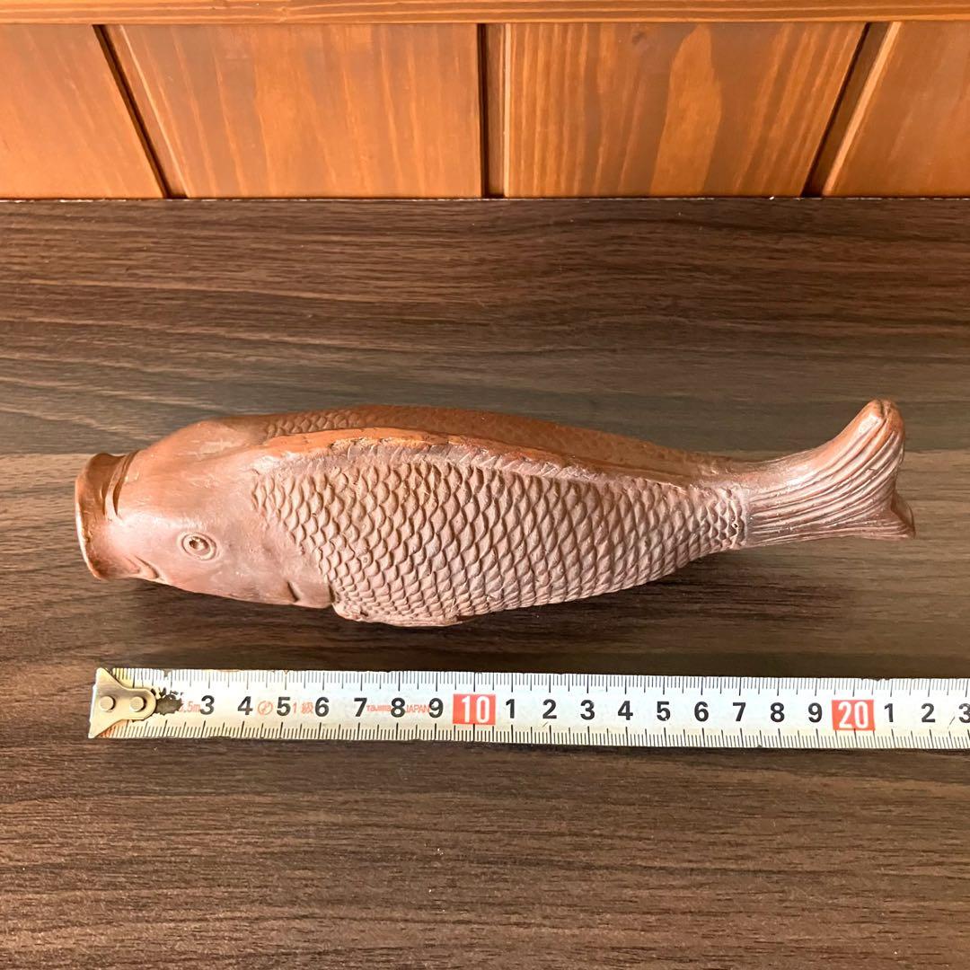 備前焼 鯉 魚 掛花入れ 花瓶 置物 陶芸 木魚