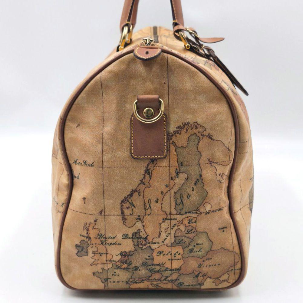 【美品 大容量】プリマクラッセ ボストンバッグ 2way 地図柄 斜め掛け 鍵付